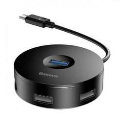 USB Хаб Baseus round box HUB adapter (Type-C to USB3.0*1+USB2.0*3) 25CM CAHUB-G01 Baseus - Сервис Плюс Рус