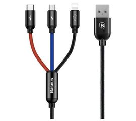 Кабель для 3 x Lightning, Micro, Type-C, Baseus Three Primary Colors 3 в 1 Cable 1.2m Baseus - Сервис Плюс Рус