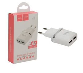 Переходник СЗУ на 2 USB 2.4A C12 HOCO белый - Сервис Плюс Рус