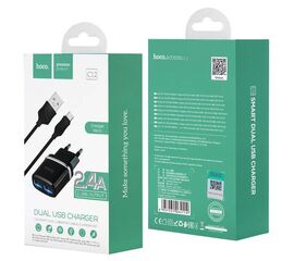 СЗУ USB кабель Hoco C12 micro-USB 2.4A (Черный) - Сервис Плюс Рус