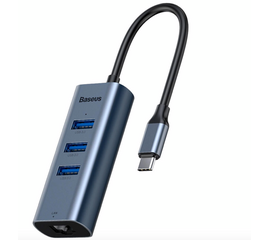 USB-концентратор Baseus Enjoy Series Type-C - 3xUSB/RJ45 (CAHUB-M0G), разъемов: 3 - Сервис Плюс Рус