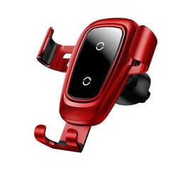 Автомобильный держатель BASEUS Air Outlet, с беспроводной зарядкой , 2А,10W, красный , на воздуховод - Сервис Плюс Рус