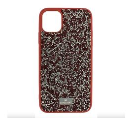 Силиконовый чехол-накладка со стразами SWAROVSKI для iPhone 12 Mini, Красно-серебристый - Сервис Плюс Рус