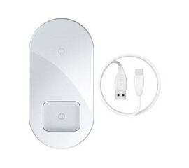 Беспроводное зарядное устройство WXJK-02 2 в 1 (для iPhone и AiPods) кабель Type-C Baseus белое - Сервис Плюс Рус