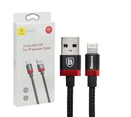 Кабель USB Lightning 1M 2A Golden Belt Baseus черный с красным - Сервис Плюс Рус