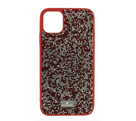 Силиконовый чехол-накладка со стразами SWAROVSKI для iPhone 12 Pro Max, Красно-серебристый - Сервис Плюс Рус