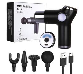 Массажный пистолет для расслабления мышц KH-515, 4 насадки, 2000 мАч (черный) - Сервис Плюс Рус