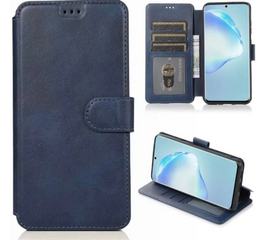 Чехол книжка для Realme C21Y кожаный синий с магнитной застежкой - Сервис Плюс Рус