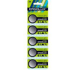 Батарейка литиевая ERGOLUX CR2025 дисковая 3В (1шт) - Сервис Плюс Рус