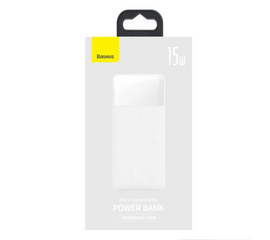 Power bank Внешний аккумулятор 20000 mAh 15W BipowDigital Display Baseus белый PPDML-J02 - Сервис Плюс Рус