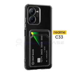 Cиликоновый чехол для Realme C33 ELLAGECASE с защитой камеры и кардхолдером, Прозрачный - Сервис Плюс Рус