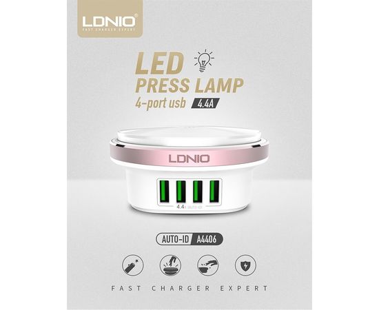 Переходник СЗУ на 4 USB 4.4A + Lamp A4406 LDNIO LDNIO - Сервис Плюс Рус