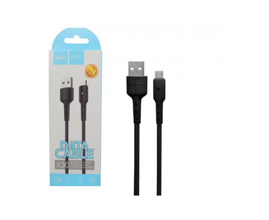 Кабель USB Micro USB X30 1M 2.4A HOCO черный Hoco - Сервис Плюс Рус