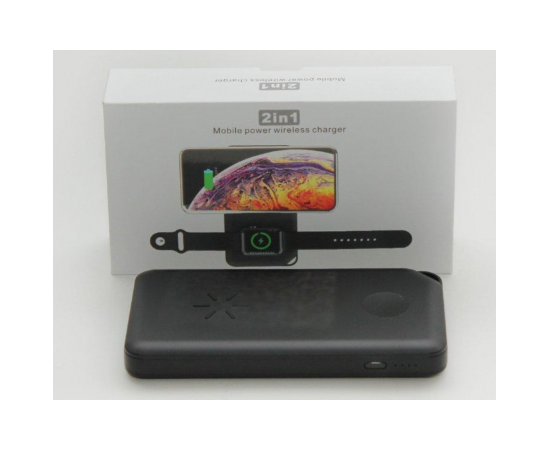 Беспроводной зарядное устройство с внешним аккумулятором W6 на 2 устройства 10000 mAh QC3.0 Apple - Сервис Плюс Рус