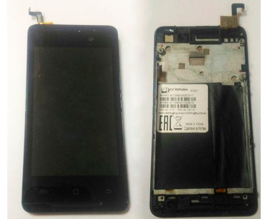 Micromax Canvas Fire A093 LCD дисплей в сборе с сенсорным экраном (toochscreen/тачскрин) (Черный) (org.) Micromax - Сервис Плюс Рус