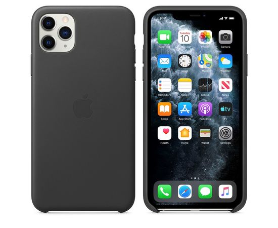 Чехол iPhone 11 Pro Max Leather Case - Black Apple - Сервис Плюс Рус