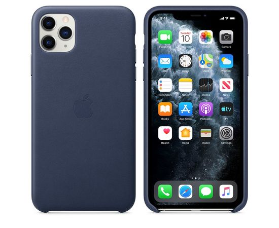 Чехол iPhone 11 Pro Max Leather Case - Midnight Blue Apple - Сервис Плюс Рус