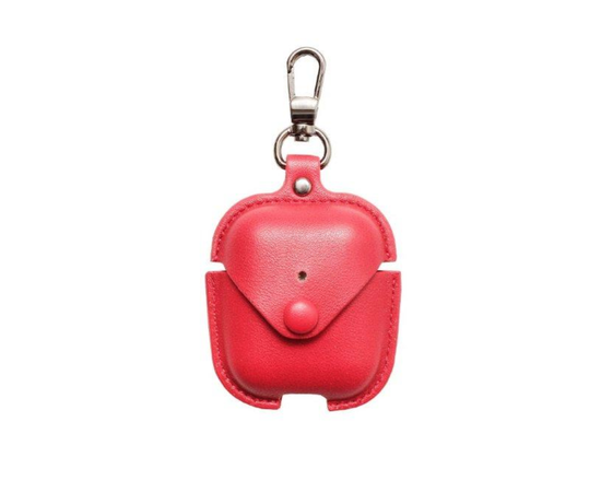 Чехол для AirPods кожаный на кнопке - Красный - Сервис Плюс Рус