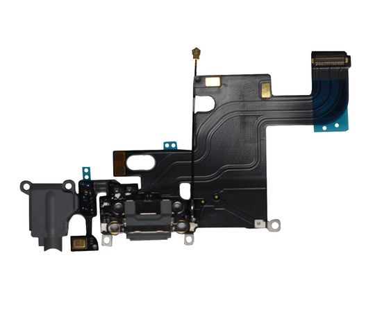 iPhone 6 Шлейф с разъёмом зарядки, микрофоном, разъемом гарнитуры и антенной (оригинал) - Серый Apple - Сервис Плюс Рус