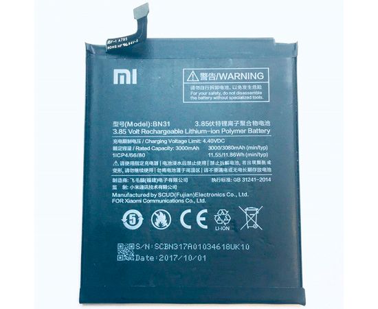 Xiaomi Redmi Note 5A Prime (mde6s) Аккумулятор BN31 (оригинал) Xiaomi - Сервис Плюс Рус