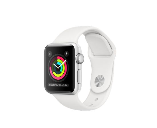 Apple Watch Series 4, 40 мм, алюминий серебристого цвета, белый спортивный ремешок (БУ Apple - Сервис Плюс Рус