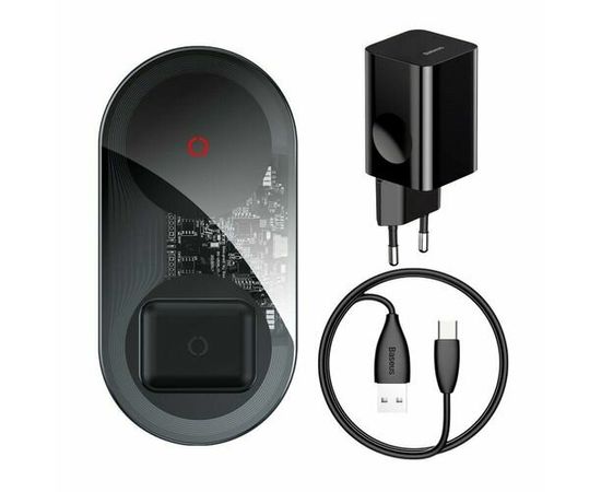 Беспроводное зарядное устройство Baseus Simple 2in1 Turbo Edition TZWXJK-B01 (Clear Black) Baseus - Сервис Плюс Рус
