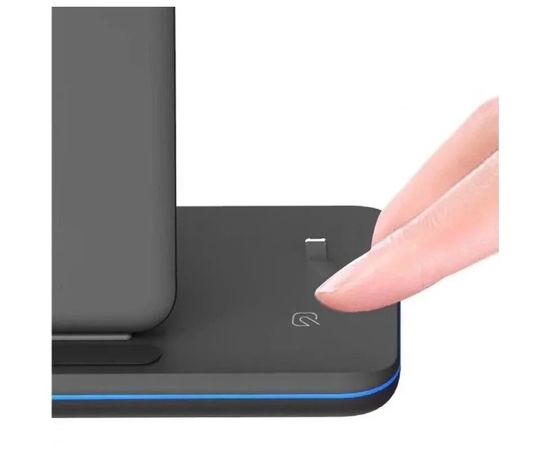 Беспроводное зарядное устройство для телефонов Apple iPhone, Samsung, Huawei, смарт часов Apple Watch / Беспроводная зарядка для наушников AirPods и AirPods Pro / Док-станция 3 в 1 с Быстрой зарядкой 15W и подсветкой по периметру - Сервис Плюс Рус