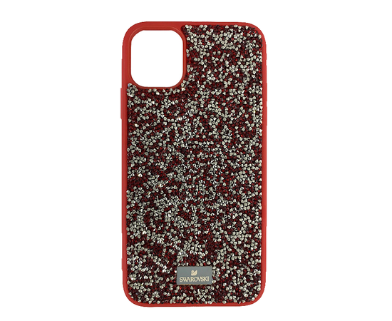 Силиконовый чехол-накладка со стразами SWAROVSKI для iPhone 12 Pro Max, Красно-серебристый - Сервис Плюс Рус