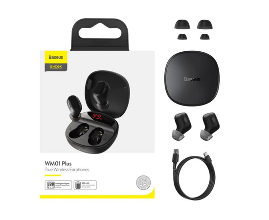 Наушники Bluetooth WM01 Plus Baseus черные NGWM01P-01, черный Baseus - Сервис Плюс Рус