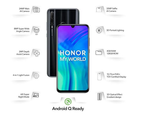 Смартфон Honor 20i 4/128 ГБ, черный Honor - Сервис Плюс Рус