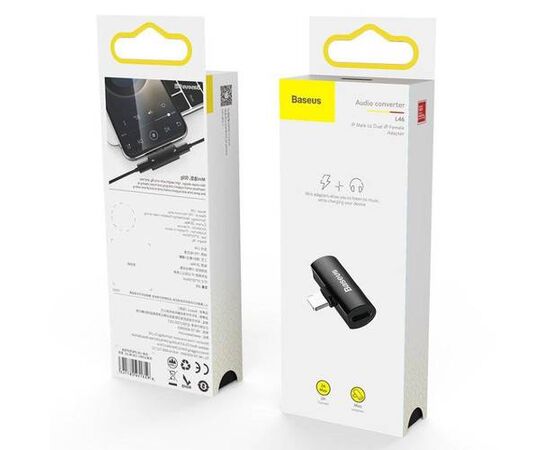 Переходник Lightning на 2 Lightning L46 Baseus черный - Сервис Плюс Рус