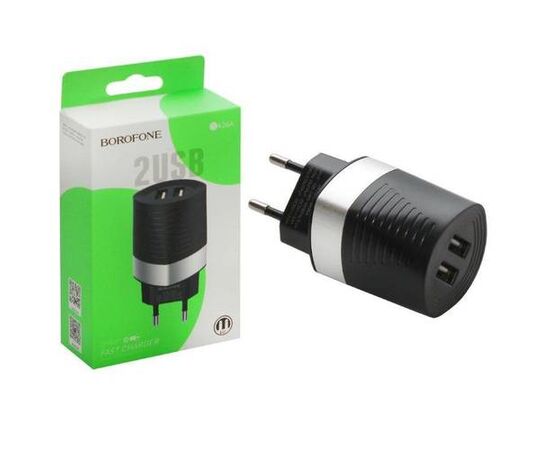 Переходник СЗУ на 2 USB 2.4 A BA26A Borofone черный - Сервис Плюс Рус