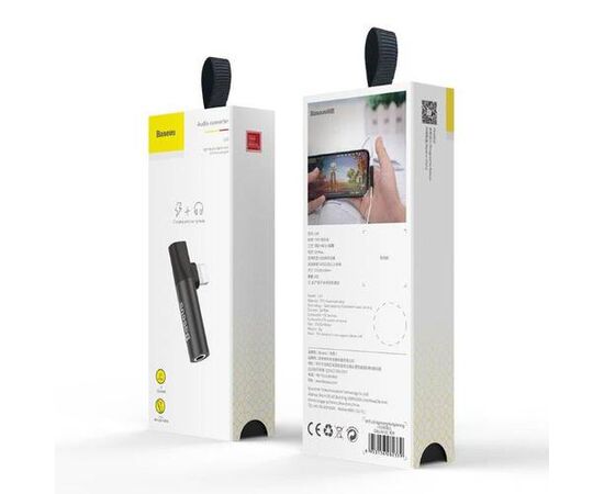 Переходник Lightning на ЗУ + Наушники L43 Baseus черный - Сервис Плюс Рус