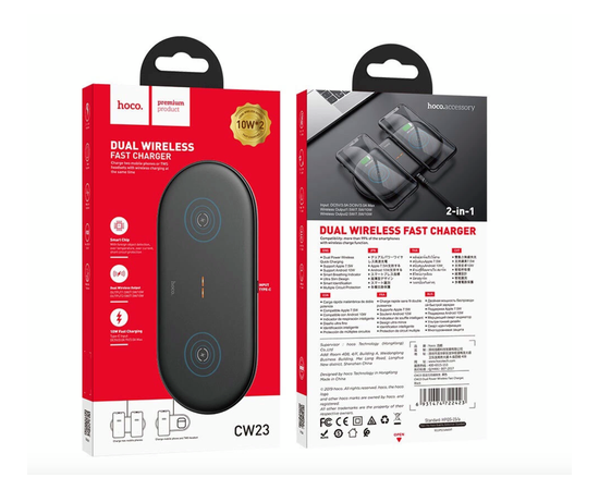 Беспроводное зарядное устройство CW23 Dual power настольная зарядная станция черная - Сервис Плюс Рус