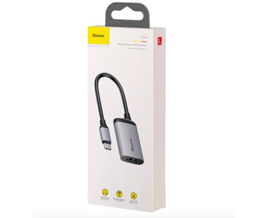 Переходник Type-C на HD 4K + Type-C CAHUB-WOG Baseus - Серебристый - Сервис Плюс Рус
