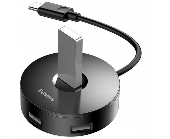 USB Хаб Baseus round box HUB adapter (Type-C to USB3.0*1+USB2.0*3) 25CM CAHUB-G01 - Сервис Плюс Рус