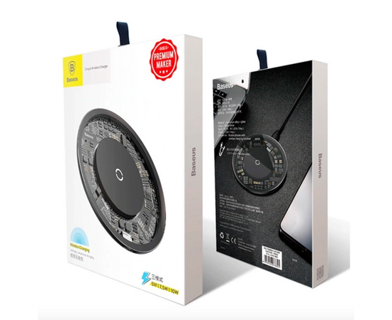 Беспроводная зарядка для телефона быстрая Baseus Simple - Прозрачная (CCALL-AJK01) - Сервис Плюс Рус