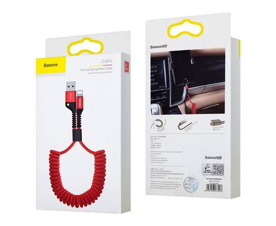 Кабель USB Lightning 1M 2A Fish Eye Spring Data Cable Baseus красный CALSR-09 - Сервис Плюс Рус