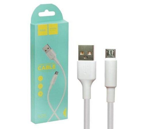 Кабель USB - микро USB HOCO X25 Soarer, 1.0м, круглый, 2.1A, силикон, цвет: белый - Сервис Плюс Рус
