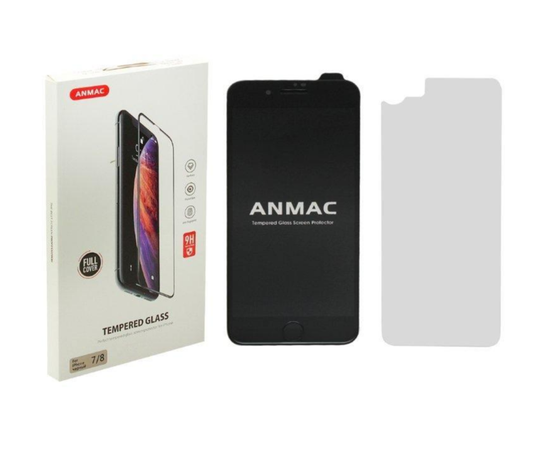 Защитное стекло iPh 7/8 Full Cover + пленка назад ANMAC черное - Сервис Плюс Рус