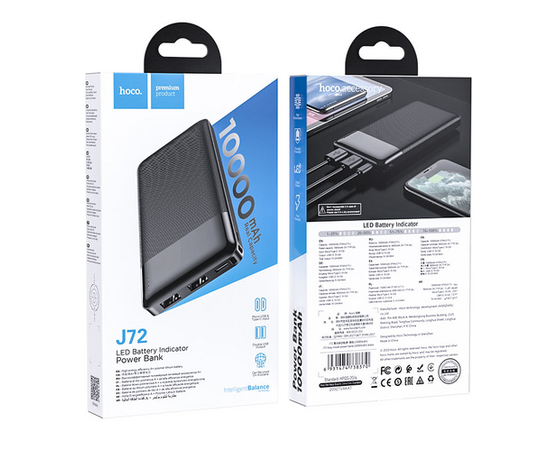 Power Bank Внешний аккумулятор 10000 mah J72 HOCO черный - Сервис Плюс Рус