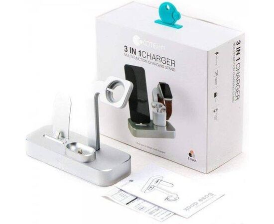Беспроводное зарядное устройство 3 in 1 Coteetci 7211-TS (серебристый) - Сервис Плюс Рус