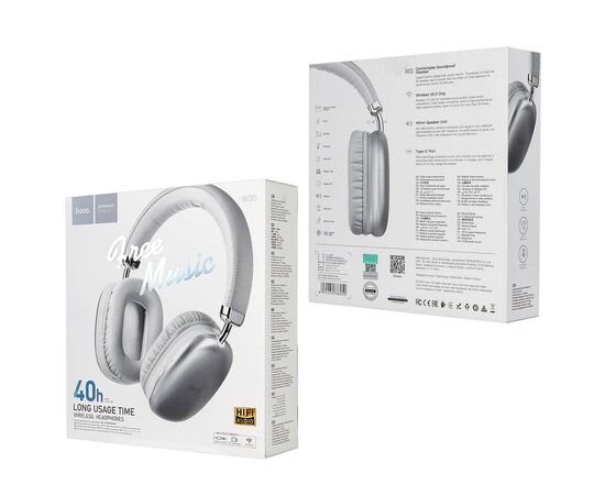 Наушники W35 Wireless Headset Long Usage Time HOCO серебро - Сервис Плюс Рус